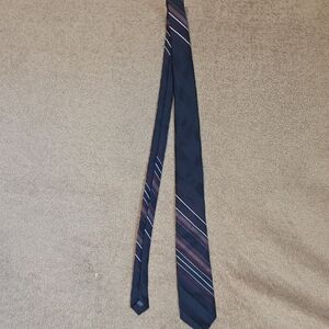JCPenney Navy Tie with Burgundy and White Stripes
